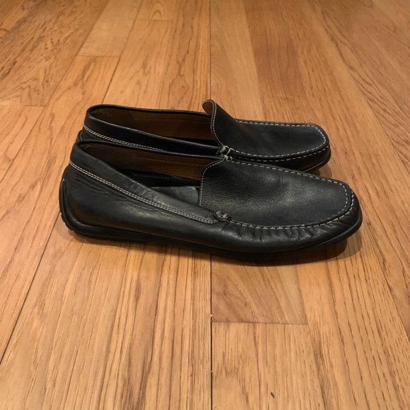 GEOX Respira Men\'s Black Leather Loafers-Right Shoe 44 EU & Left Shoe 43.5 EU main image 4